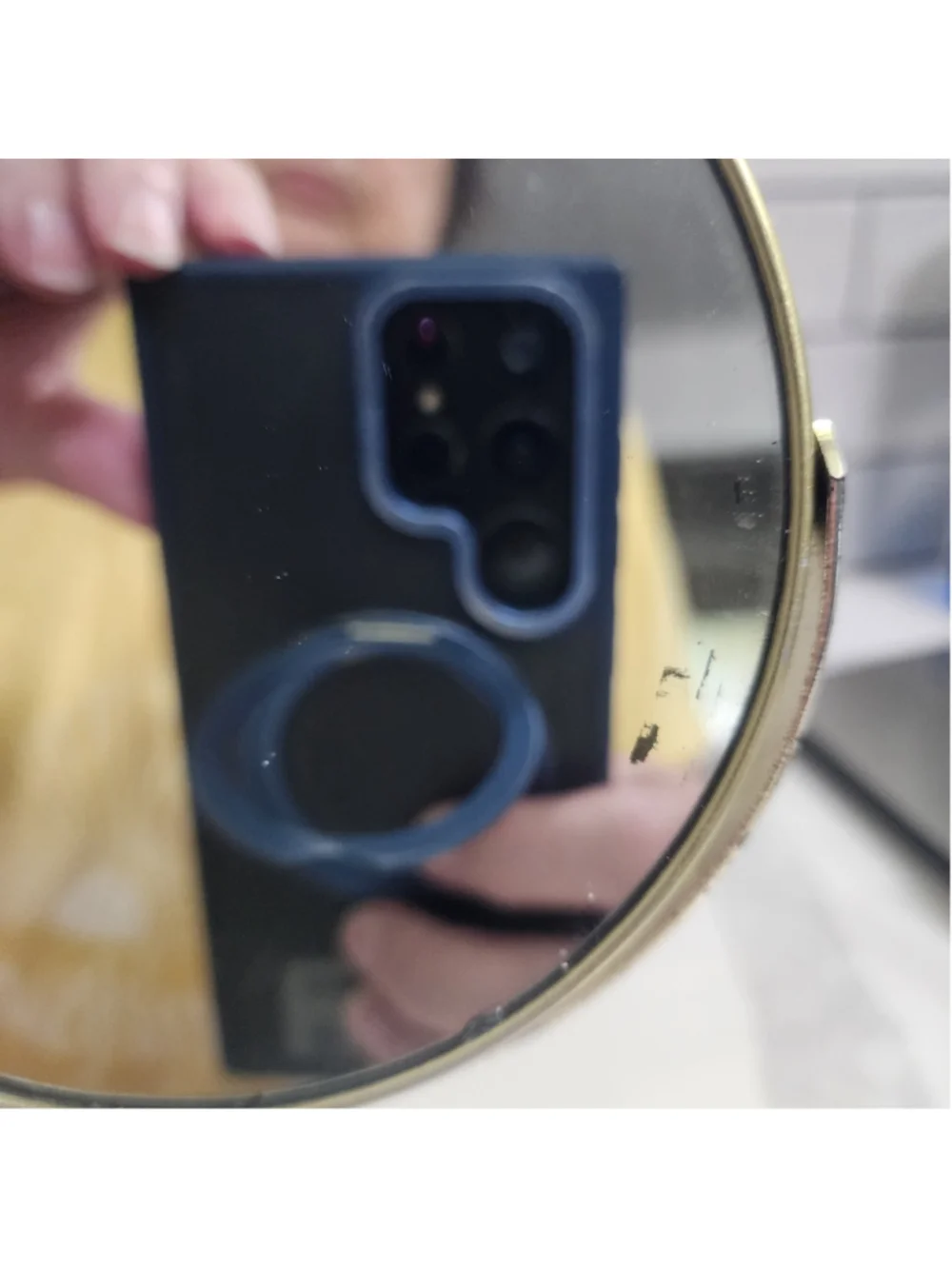 Vintage Italian Marble Vanity Mirror Brass Tone Swivel Makeup Mirror